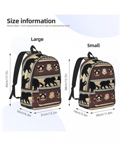 Bear Print Unisex Canvas Bag Canvas Shoulder Pouch Pack Lightweight Backpack For Woman Lady Black Small $20.68 Backpacks