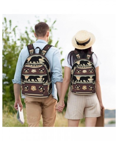 Bear Print Unisex Canvas Bag Canvas Shoulder Pouch Pack Lightweight Backpack For Woman Lady Black Small $20.68 Backpacks