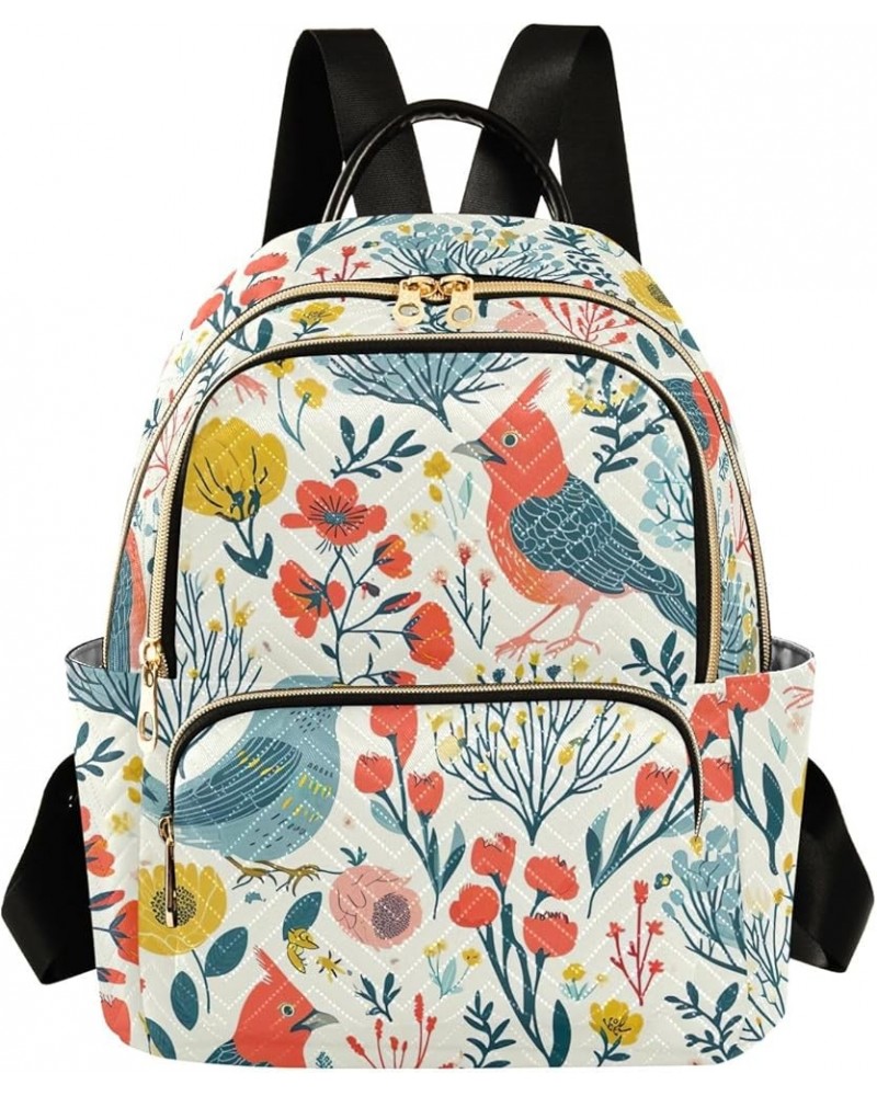 Peach Fruit Print Backpack Purses Quilted Backpack with Luggage Strap Spring Birds and Floral Medium $22.61 Backpacks