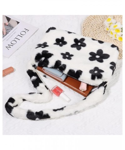 Cute Fuzzy Purse Y2K Fluffy Shoulder Bag Plush Furry Tote Bag Aesthetic Fairy Grunge Purse Y2K Accessories A01-black Flower $...