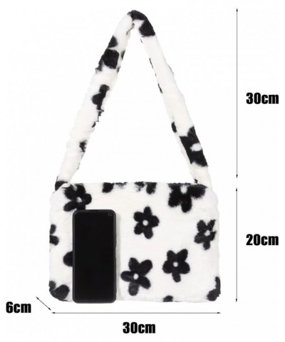 Cute Fuzzy Purse Y2K Fluffy Shoulder Bag Plush Furry Tote Bag Aesthetic Fairy Grunge Purse Y2K Accessories A01-black Flower $...