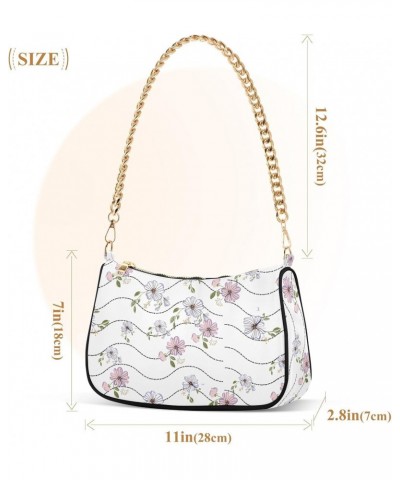 Flowers Shoulder Bag for Women Clutch Shoulder Purse Chain Bag with Zipper Closure Women's Tote Hobo Handbags Wallet Purse fo...