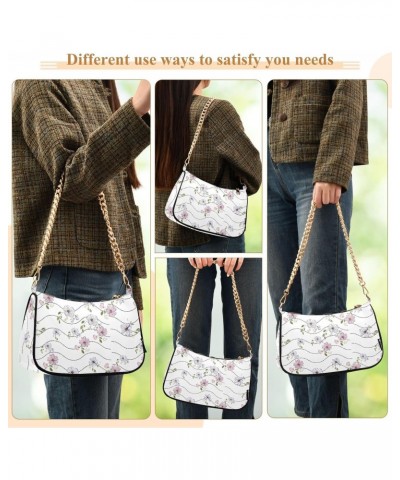 Flowers Shoulder Bag for Women Clutch Shoulder Purse Chain Bag with Zipper Closure Women's Tote Hobo Handbags Wallet Purse fo...