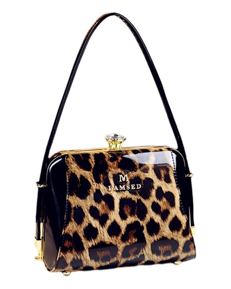 Fashion Small Shoulder Bag For Women Top Handle Satchel Handbags Leather Party Evening Bag Purses (Black) Leopard $42.25 Totes