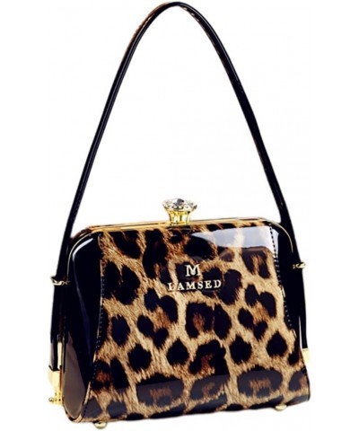 Fashion Small Shoulder Bag For Women Top Handle Satchel Handbags Leather Party Evening Bag Purses (Black) Leopard $42.25 Totes