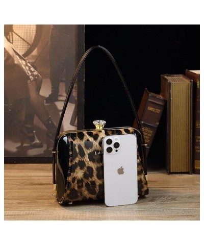 Fashion Small Shoulder Bag For Women Top Handle Satchel Handbags Leather Party Evening Bag Purses (Black) Leopard $42.25 Totes