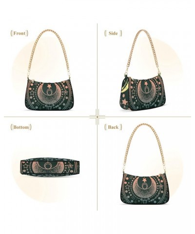 Peacock Feather Circle Small Purse for Women Shoulder Bags Clutch Purse Moon Sun Star $16.11 Shoulder Bags