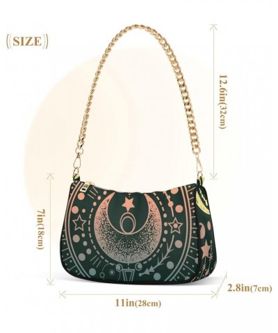 Peacock Feather Circle Small Purse for Women Shoulder Bags Clutch Purse Moon Sun Star $16.11 Shoulder Bags