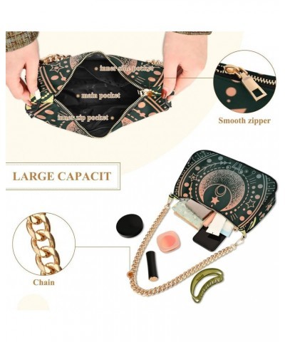 Peacock Feather Circle Small Purse for Women Shoulder Bags Clutch Purse Moon Sun Star $16.11 Shoulder Bags