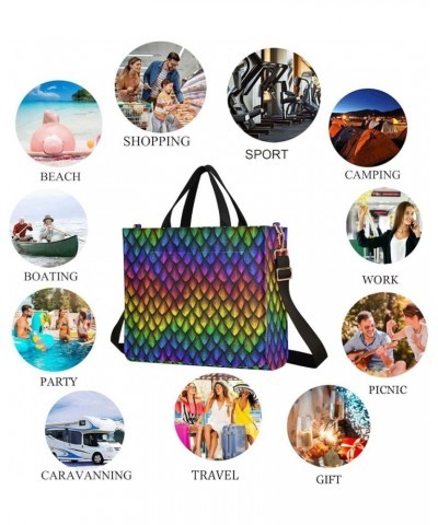 Womens Beautiful Rainbow Colors Dragon Scale Crossbody Satchel Bag with Strap for Travel Gym Shopping Weekender Multi05 $12.1...