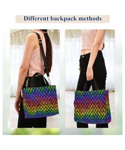 Womens Beautiful Rainbow Colors Dragon Scale Crossbody Satchel Bag with Strap for Travel Gym Shopping Weekender Multi05 $12.1...