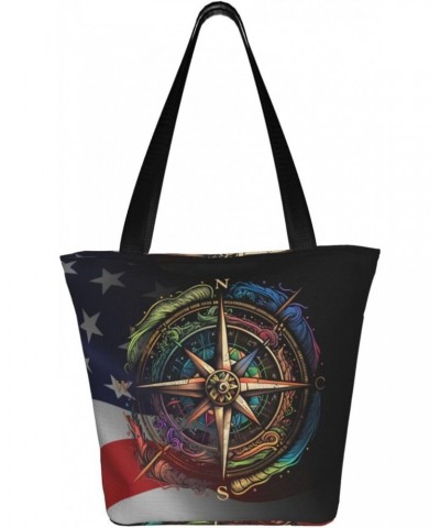 Nautical Sailing Compass Fashion Shoulder Bag Large Capacity For Man Or Woman $18.75 Totes