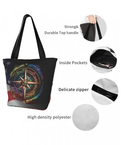 Nautical Sailing Compass Fashion Shoulder Bag Large Capacity For Man Or Woman $18.75 Totes