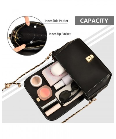 Floral Brush Black Crossbody Bags Women Leather Small Shoulder Bags with Adjustable Strap Tiny Purse $20.39 Crossbody Bags