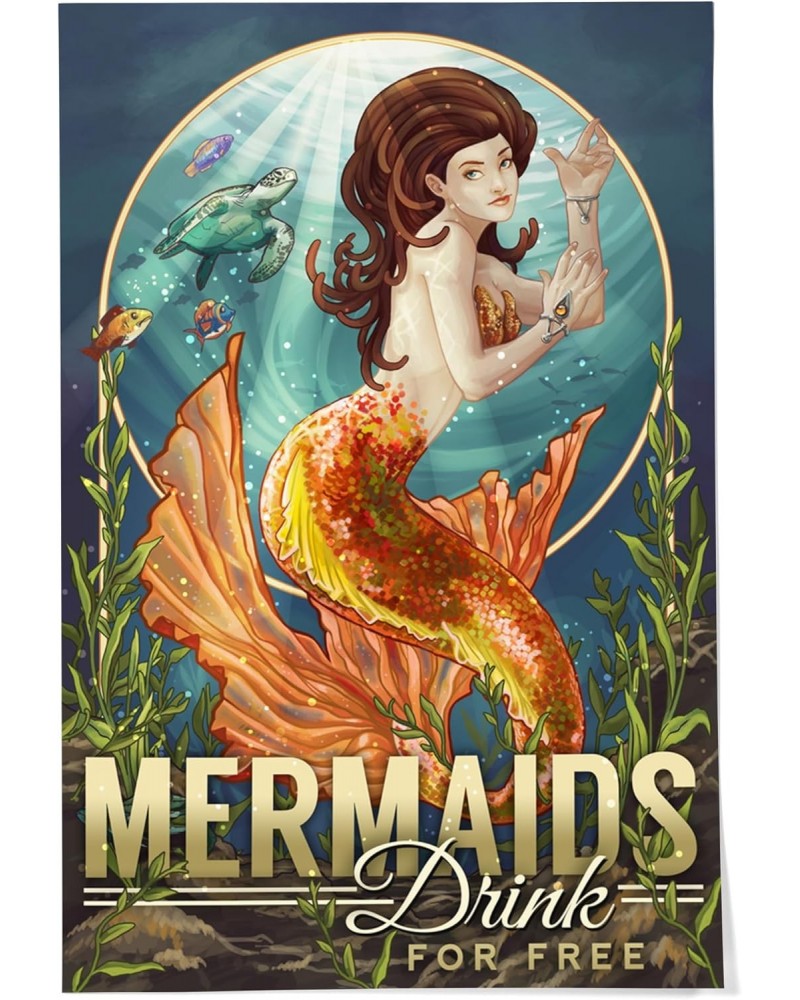 24x36 Inch Giclee Print, Mermaids Drink for Free $25.00 Totes