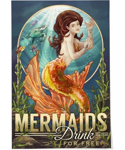 24x36 Inch Giclee Print, Mermaids Drink for Free $25.00 Totes