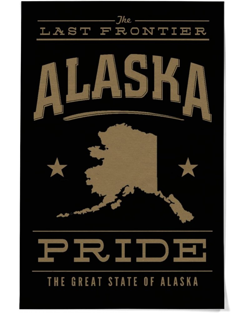 36x54 Inch Giclee Art Print Wall Decor, Alaska State Pride, Gold on Black $39.60 Totes