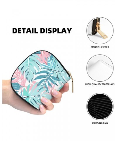 Card Wallet Palm Leaves Leather Small Wallet Travel Wallet Slim With Zipper Credit Card Holder For Women Gift Accordion Purse...