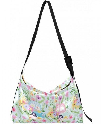 Flowers Floral Truck Crossbody Bag for Women Men with Adjustable Strap PU Leather Shoulder Hobo Purse Bag 20852916 $15.51 Sho...