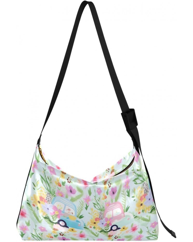 Flowers Floral Truck Crossbody Bag for Women Men with Adjustable Strap PU Leather Shoulder Hobo Purse Bag 20852916 $15.51 Sho...