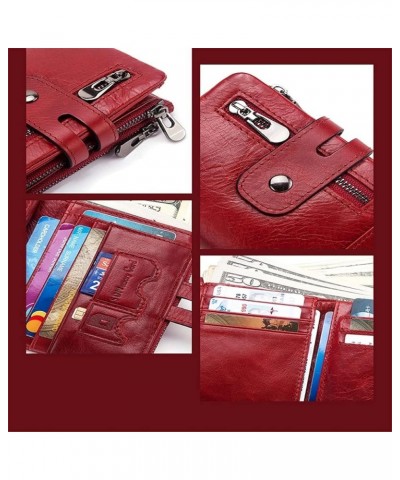 Genuine Leather Lady Wallets Female Hasp Double Zipper Design Coin Purse ID Card Holder Short Wallet (Color : D) C $53.49 Wal...