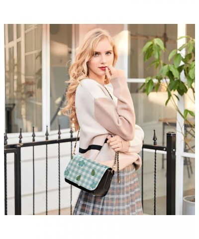 Blue Flower Buffalo Plaid Cross Body Bag Women Fall Small Shoulder Bag with Credit Card Slots Side Bag $23.36 Crossbody Bags