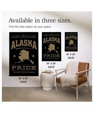 36x54 Inch Giclee Art Print Wall Decor, Alaska State Pride, Gold on Black $39.60 Totes