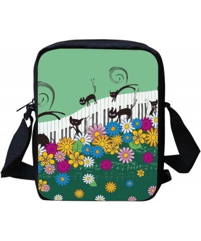 Crossbody Bag with Adjustable Strap, Women's Portable Shoulder Bag Handbag Cat Sunflower Piano - Multi $10.99 Crossbody Bags