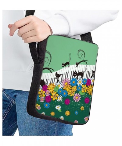 Crossbody Bag with Adjustable Strap, Women's Portable Shoulder Bag Handbag Cat Sunflower Piano - Multi $10.99 Crossbody Bags