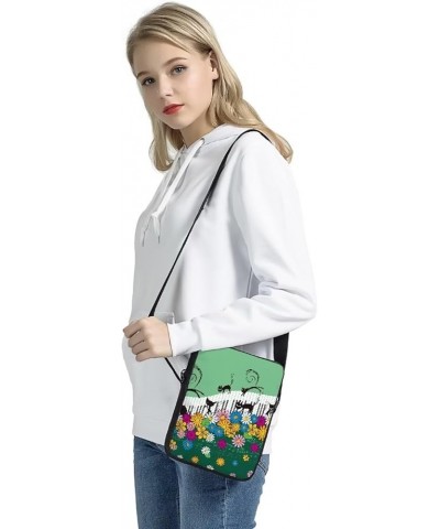 Crossbody Bag with Adjustable Strap, Women's Portable Shoulder Bag Handbag Cat Sunflower Piano - Multi $10.99 Crossbody Bags