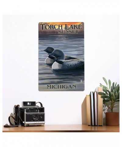 12x18 Inch Metal Sign, Torch Lake, Michigan, Loons at Sunset $22.50 Totes