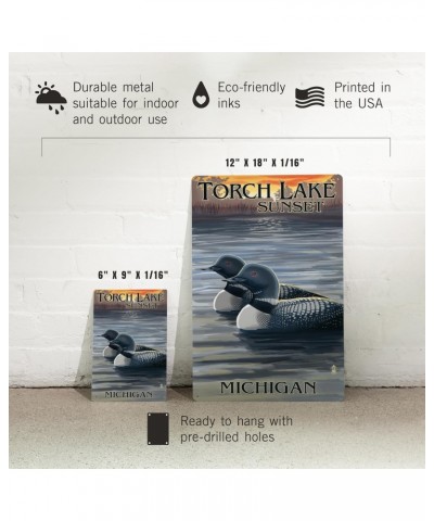 12x18 Inch Metal Sign, Torch Lake, Michigan, Loons at Sunset $22.50 Totes