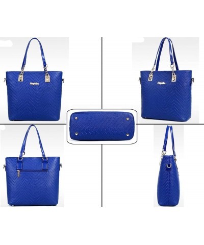 6-Pcs Handbags Sets Women Purses PU Leather Texture Pattern Tote Bags Satchel Crossbody Blue $40.91 Totes