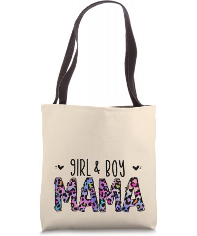 Cute Girl And Boy Mama Purple & Pink Leopard Print For Mom Tote Bag $10.66 Totes