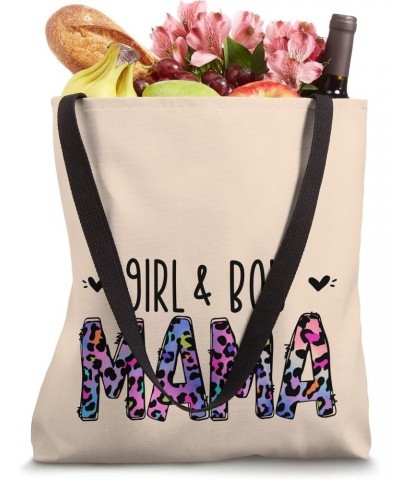 Cute Girl And Boy Mama Purple & Pink Leopard Print For Mom Tote Bag $10.66 Totes