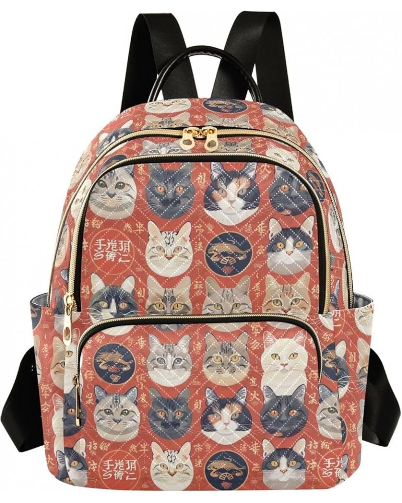 Portraits Of Cats Fashion Backpack Purse for Women, Casual Daypacks, Ladies Gift for Traveling Hiking Multicolor Medium $14.5...