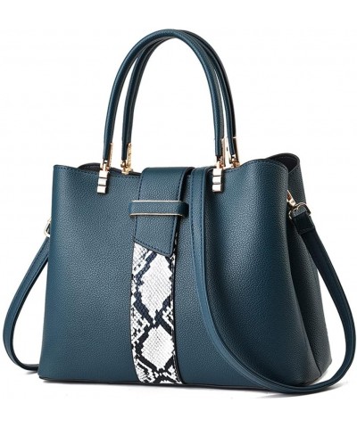 Handbag Large Capacity Tote Bag Snake Leather Tote Top Handle Handbag Shoulder Bag Cross-body Bag Blue Green $38.38 Totes