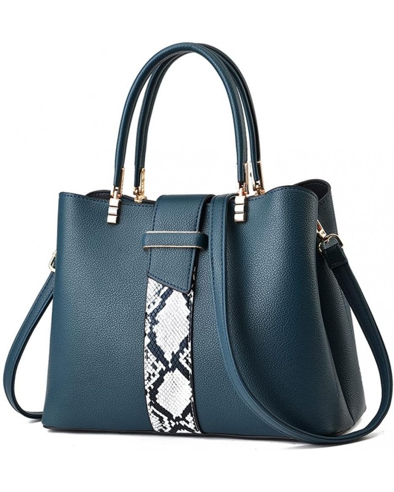 Handbag Large Capacity Tote Bag Snake Leather Tote Top Handle Handbag Shoulder Bag Cross-body Bag Blue Green $38.38 Totes