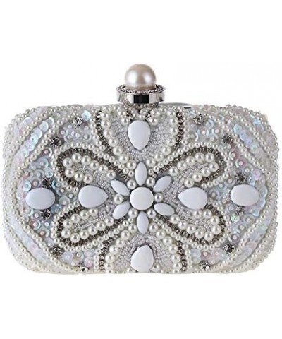 Pearl Evening Bag Clutch Diamond Inlaid Party Bag Women's Bag Handmade Beaded Dress Bag Off White1 $37.25 Shoulder Bags