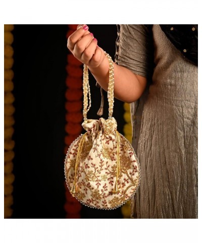 Potli Clutch Batawa Bag Purse Embroidered Embellished Handmade Traditional Ethnic Golden Work Wedding Wristlet Ladies Handbag...