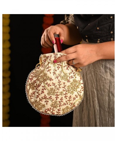 Potli Clutch Batawa Bag Purse Embroidered Embellished Handmade Traditional Ethnic Golden Work Wedding Wristlet Ladies Handbag...