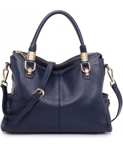 Soft Women Genuine Leather Purses and Handbags Satchel Tote Shoulder Bag Dark Blue $33.82 Totes