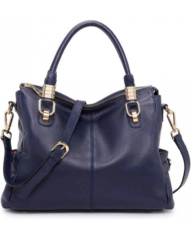 Soft Women Genuine Leather Purses and Handbags Satchel Tote Shoulder Bag Dark Blue $33.82 Totes