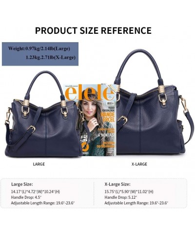 Soft Women Genuine Leather Purses and Handbags Satchel Tote Shoulder Bag Dark Blue $33.82 Totes