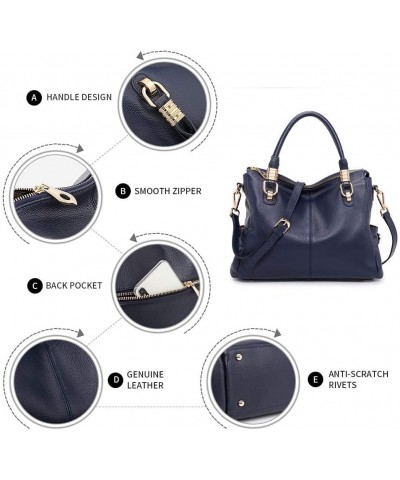 Soft Women Genuine Leather Purses and Handbags Satchel Tote Shoulder Bag Dark Blue $33.82 Totes