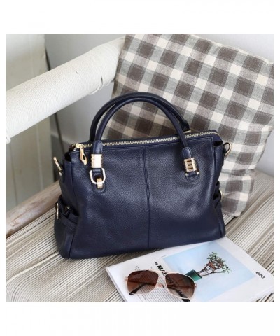 Soft Women Genuine Leather Purses and Handbags Satchel Tote Shoulder Bag Dark Blue $33.82 Totes