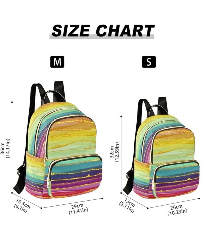 Backpack Purse for Women Rainbow Abstract Luxury, Mini Fashion Backpack Colorful Stripes Lightweight Casual Daypack Shoulder ...