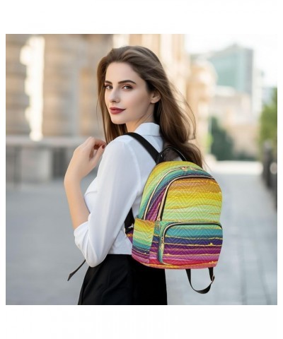 Backpack Purse for Women Rainbow Abstract Luxury, Mini Fashion Backpack Colorful Stripes Lightweight Casual Daypack Shoulder ...