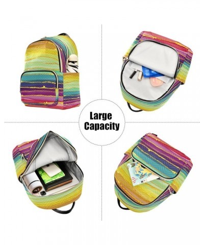 Backpack Purse for Women Rainbow Abstract Luxury, Mini Fashion Backpack Colorful Stripes Lightweight Casual Daypack Shoulder ...