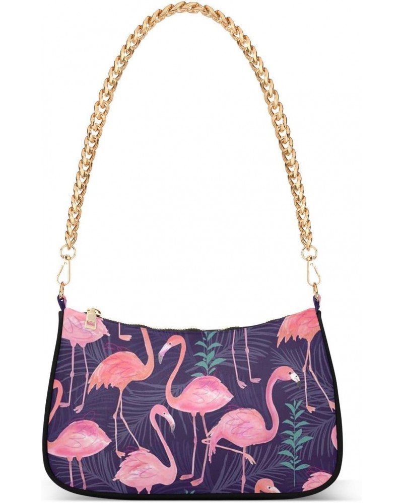 Small Chain Shoulder Bag for Women Tropical Flamingos Hobo Handbags Tote Clutch Bag Ladies Crossbody Bag Purse with Zipper $1...